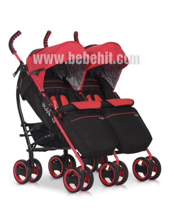 Бебешка количка за близнаци Duo Comfort; цвят: червен