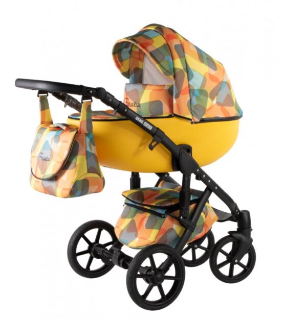 Бебешка количка Ферара 3в1; цвят: оранжев/шарки
