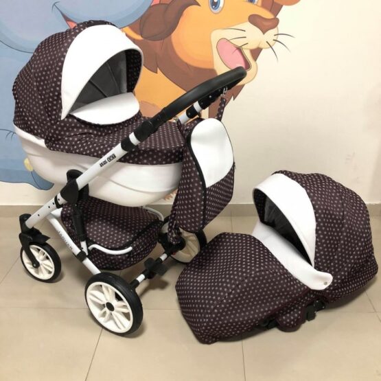 Бебешка количка Jaguar 2в1; цвят: кафяв/точки/бял