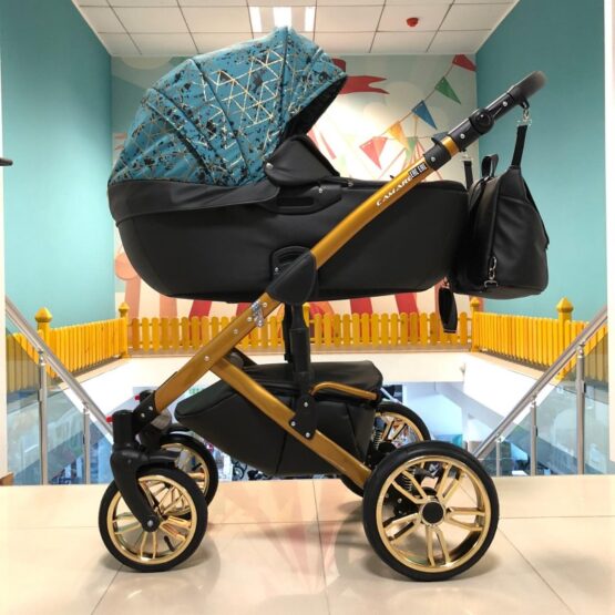 Бебешка количка Camaro gold 3в1; цвят; черен/аквамарин