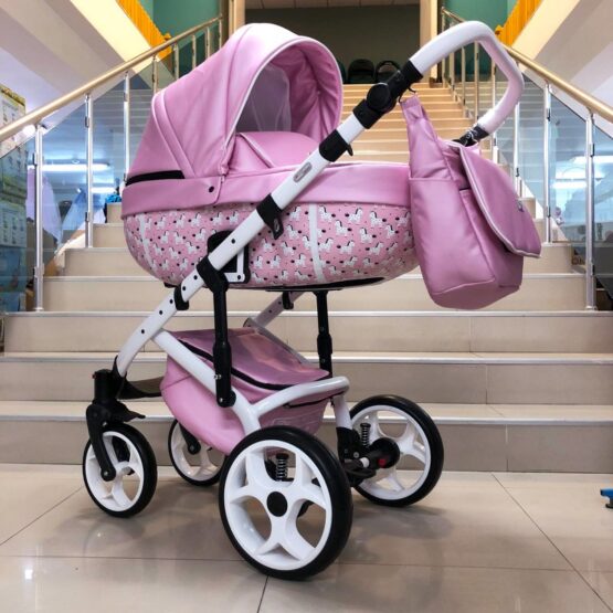 Бебешка количка Kuga 3в1; цвят: розов/еднорози
