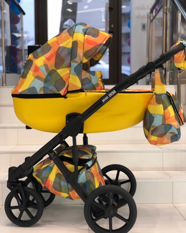 Бебешка количка Ferara 3в1: цвят: жълт/шарки