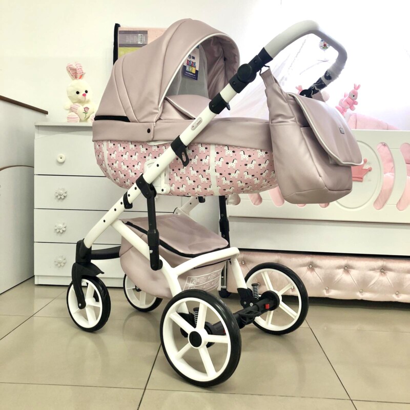 Бебешка количка Kuga 3в1: цвят: розов/еднорог