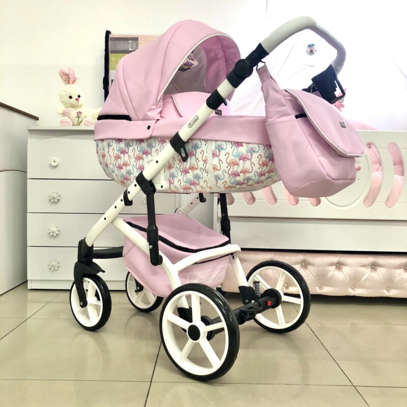 Бебешка количка Kuga 3в1: цвят: розов/фламинго
