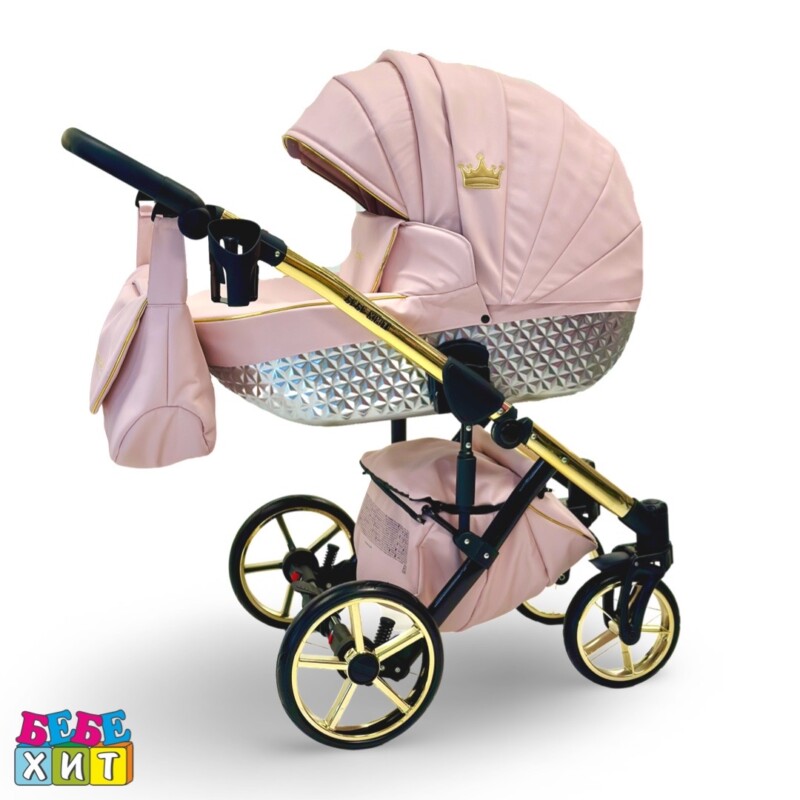 Бебешка количка Versay V Diamonds 3в1: цвят: розов/сребро